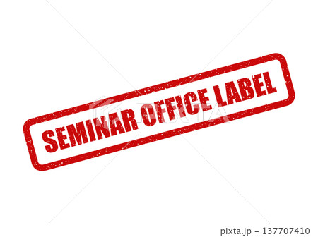 Grungy red rectangular rubber stamp mark displaying the phrase Seminar Office Label, indicating official documentation or a specific classification for business materials Grungy red rectangular rubber stamp mark displaying the phrase Seminar Office Label, indicating official documentation or a specific classification for business materials 137707410