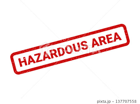 Grungy red rubber stamp featuring the important warning text hazardous area with a textured effect Grungy red rubber stamp featuring the important warning text hazardous area with a textured effect 137707558