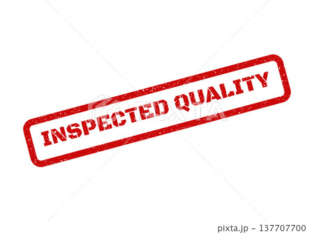 Grungy red rubber stamp with the text inspected quality, ideal for marking documents or official approvals 137707700