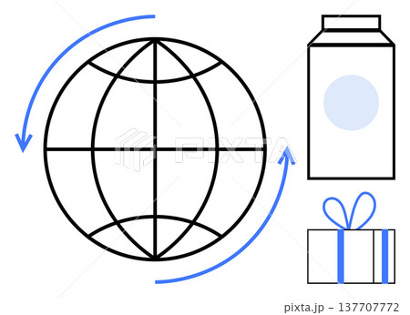 Environment awareness, sustainability, waste management, packaging, eco-friendly products, global recycling. a globe, carton and gift box. Environment awareness and sustainability concept Environment awareness, sustainability, waste management, packaging, eco-friendly products, global recycling. a globe, carton and gift box. Environment awareness and sustainability concept 137707772