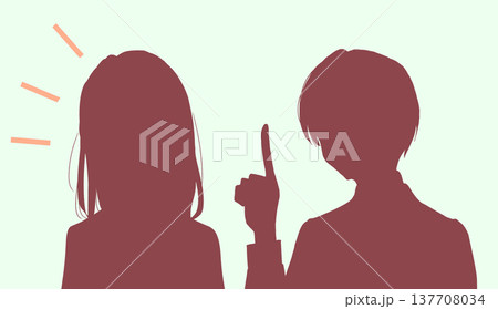 解説する男子学生と理解する女子学生　シルエット 137708034
