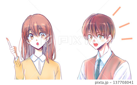 話す女子学生と明るい男子学生 話す女子学生と明るい男子学生 137708041