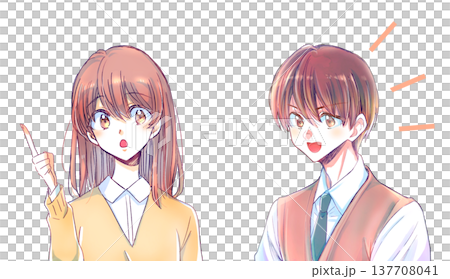 話す女子学生と明るい男子学生 話す女子学生と明るい男子学生 137708041