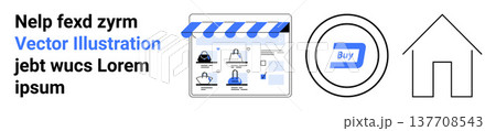 E-commerce platforms, online shopping, cryptocurrency payments, smart home technology, digital branding, retail innovation. Online store, buy button and house symbol . E-commerce and online shopping E-commerce platforms, online shopping, cryptocurrency payments, smart home technology, digital branding, retail innovation. Online store, buy button and house symbol . E-commerce and online shopping 137708543