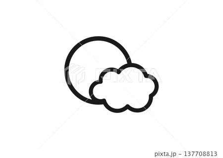 満月と雲を表すシンプルな線画アイコン 満月と雲を表すシンプルな線画アイコン 137708813