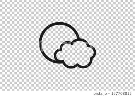 満月と雲を表すシンプルな線画アイコン 満月と雲を表すシンプルな線画アイコン 137708813