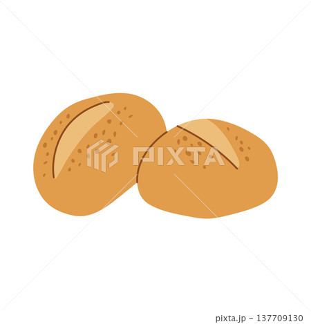 Two fresh round bread rolls Two fresh round bread rolls 137709130