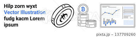 Cryptocurrency market, blockchain technology, digital investments, financial growth, data analysis, Bitcoin economy. Cryptocurrency coin, Bitcoin symbol graph with analytics. Cryptocurrency market Cryptocurrency market, blockchain technology, digital investments, financial growth, data analysis, Bitcoin economy. Cryptocurrency coin, Bitcoin symbol graph with analytics. Cryptocurrency market 137709260