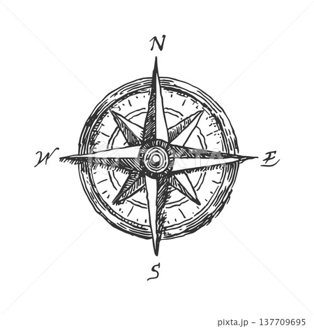 Wind Rose Compass Navigation Vector Illustration in Vintage Engraving Ink Drawing Nautical Style Wind Rose Compass Navigation Vector Illustration in Vintage Engraving Ink Drawing Nautical Style 137709695