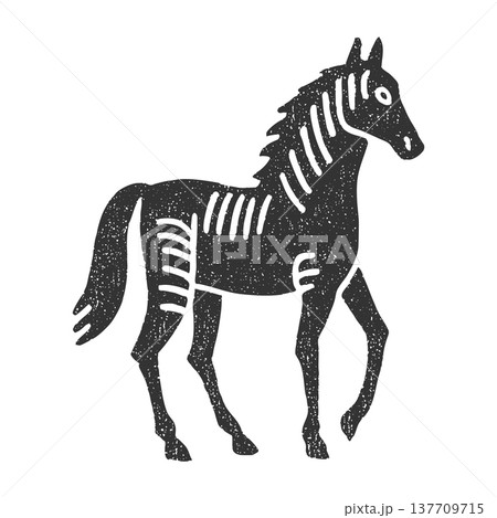 Rustic Horse Icon Vintage Farm Animal Silhouette Primitive Vector 137709715
