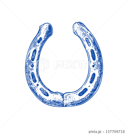 Horseshoe Lucky Symbol Vintage Ink Sketch Vector Illustration Western Charm Horseshoe Lucky Symbol Vintage Ink Sketch Vector Illustration Western Charm 137709718