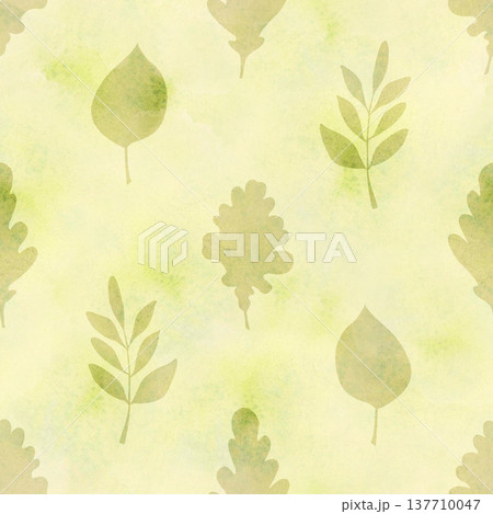 Soft watercolor autumn leaves seamless pattern with pastel botanical foliage. Vintage fall background for fabric or wrapping paper Soft watercolor autumn leaves seamless pattern with pastel botanical foliage. Vintage fall background for fabric or wrapping paper 137710047