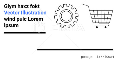 E-commerce, business processes, online shopping, technology, industry workflow, market trends. Gear and shopping cart icon combination. E-commerce and business processes theme 137710084