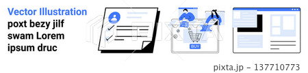 Digital transformation, online shopping, data organization, e-commerce, user interface design, and workflow systems. ion includes a user profile form, online shopping carts and web designs. Digital 137710773