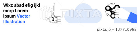 Blockchain security, cloud storage, connectivity, digital innovation, technological trends, interactive tools. Blockchain icon and cloud with a hand holding a spinner. Blockchain security and cloud Blockchain security, cloud storage, connectivity, digital innovation, technological trends, interactive tools. Blockchain icon and cloud with a hand holding a spinner. Blockchain security and cloud 137710968