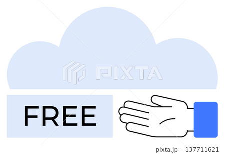 Cloud computing, free services, online access, digital sharing, data hosting, technology solutions. A cloud shape with the word free and an open hand below. Cloud computing and free services concept Cloud computing, free services, online access, digital sharing, data hosting, technology solutions. A cloud shape with the word free and an open hand below. Cloud computing and free services concept 137711621