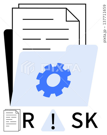 Business planning, risk analysis, problem-solving, compliance, operational management, and data security. Folder with a gear icon and documents. Risk analysis and business planning concept 137711659