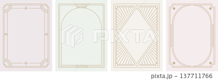 Vintage Art Deco luxury background collection with gold frame. Elegant retro line art templates with 137711766