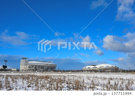 雪景色のビッグスワンスタジアム（新潟県新潟市） 137711994