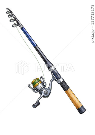 釣り竿のシンプルイラスト フィッシング素材 137712175