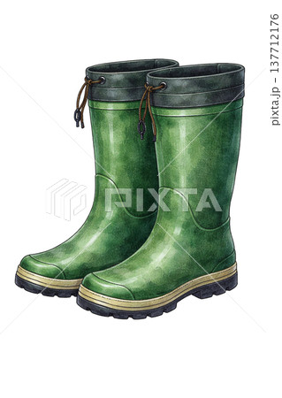 長靴のシンプルイラスト 作業用ブーツ素材 137712176