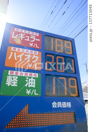 ガソリンスタンドの価格表示 137713048