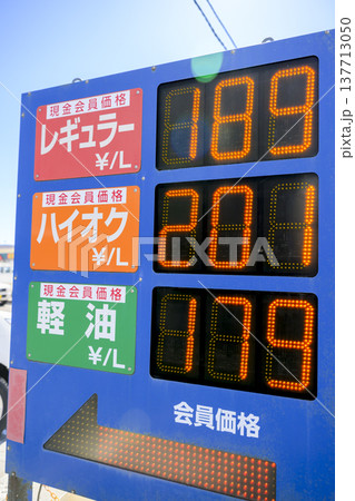 ガソリンスタンドの価格表示 137713050