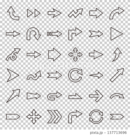 Arrows vector illustration set. Icons, simple, line art Arrows vector illustration set. Icons, simple, line art 137713696