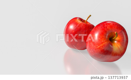 Fresh Red Apples Pair Isolated On Clean Background 3d render. Fresh Red Apples Pair Isolated On Clean Background 3d render. 137713937