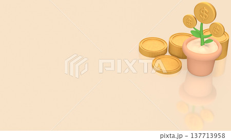 Money Growth Concept With Dollar Coin Plant In Pot 3d render. Money Growth Concept With Dollar Coin Plant In Pot 3d render. 137713958