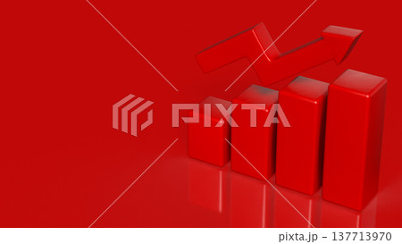 Red Financial Growth Chart With Upward Arrow Business Success Concept 3d render. Red Financial Growth Chart With Upward Arrow Business Success Concept 3d render. 137713970