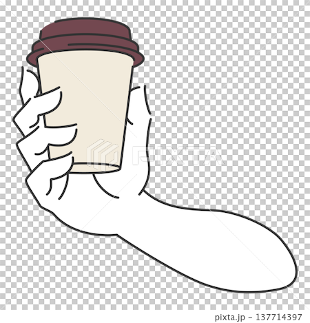 5 Hands holding a takeaway coffee cup 5 Hands holding a takeaway coffee cup 137714397