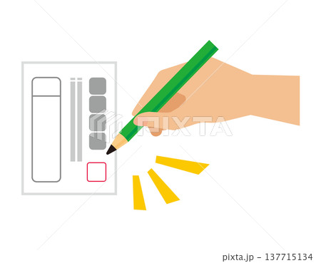 投票用紙に記入するイラスト　選挙アイコン 137715134