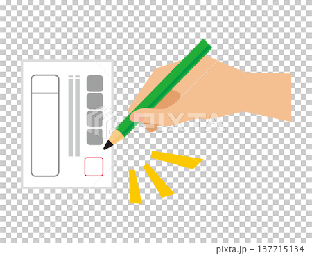 投票用紙に記入するイラスト　選挙アイコン 137715134
