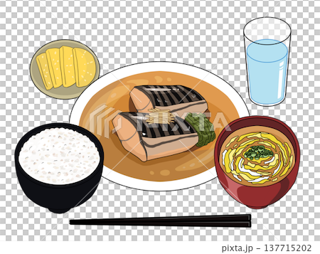サバのみそ煮定食のイラスト 137715202