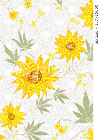 ヒマワリをイメージした幾何学模様 137715660