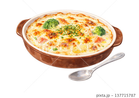 グラタン 洋食料理 水彩イラスト シンプルな料理素材 137715787