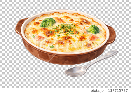 グラタン 洋食料理 水彩イラスト シンプルな料理素材 137715787