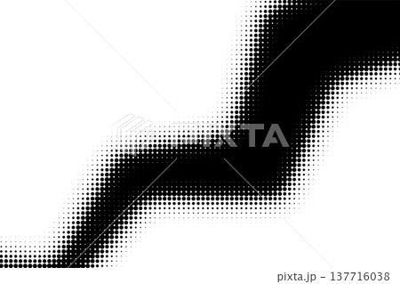 Stylized halftone dot pattern forming a flowing S-curve with a gradient fade effect Stylized halftone dot pattern forming a flowing S-curve with a gradient fade effect 137716038