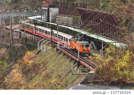 黒部渓谷鉄道 トロッコ電車 欅平駅 黒部渓谷鉄道 トロッコ電車 欅平駅 137716324