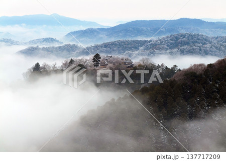 冬の雲海と備中松山城(天空の山城)25449 冬の雲海と備中松山城(天空の山城)25449 137717209