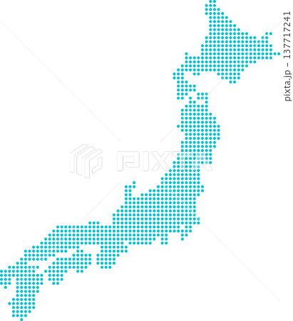 都道府県ごとに分割できる日本列島・日本地図丸ドット 137717241