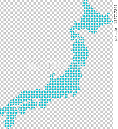都道府県ごとに分割できる日本列島・日本地図丸ドット 137717241