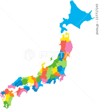 都道府県ごとに分割できる日本列島・日本地図色分け版 都道府県ごとに分割できる日本列島・日本地図色分け版 137717245