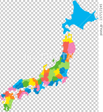 都道府県ごとに分割できる日本列島・日本地図色分け版 都道府県ごとに分割できる日本列島・日本地図色分け版 137717245
