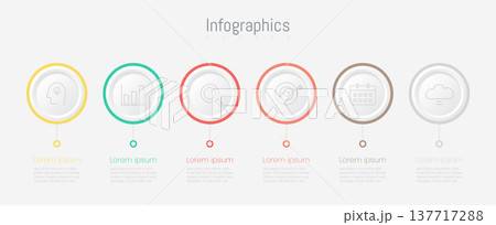 Infographic 6 options design elements for your business data. Vector Illustration. 137717288