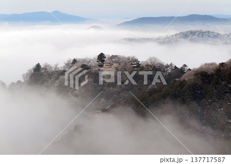 冬の雲海と備中松山城(天空の山城)25088 冬の雲海と備中松山城(天空の山城)25088 137717587