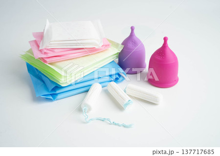 Sanitary hygiene set for women menstrual period cycle protection. 137717685