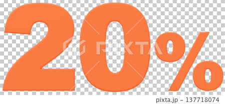 3D素材_数字_20%_オレンジ 3D素材_数字_20%_オレンジ 137718074