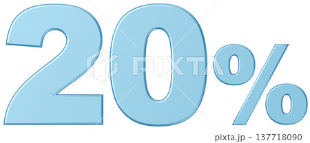 3D素材_数字_20%_メタリック_水色 3D素材_数字_20%_メタリック_水色 137718090